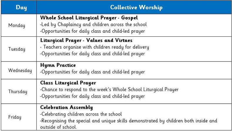 Collective Worship - Timetable